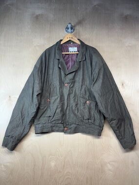 Men’s Olive Bomber Jacket with Button Front